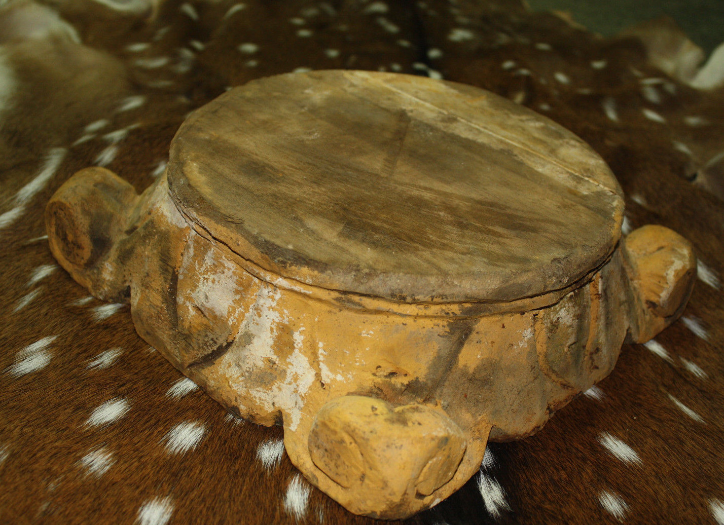Carved Wooden PEDESTAL Base RISER ARCHITECTURAL Capital Cheese Cake Plant Stand