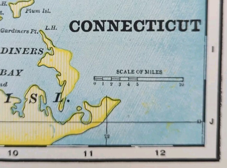 Vintage 1896 CONNECTICUT Map 14″x11″ ~ Old Antique Original FAIRFIELD WATERBURY