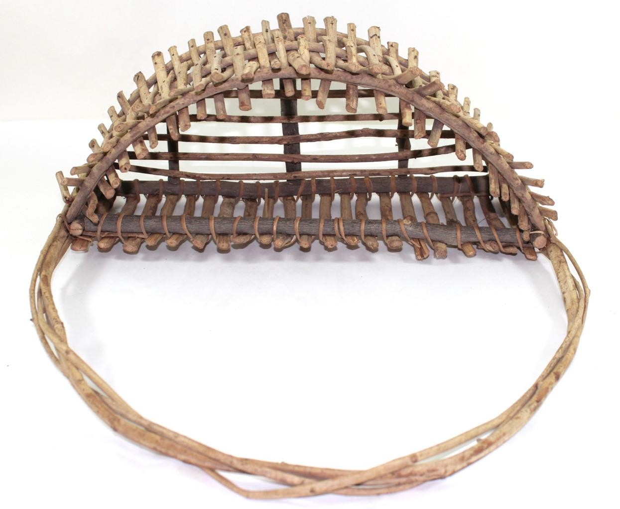 Primitive Adirondack‑Style Twig Basket – Rustic Hand‑Woven Folk Art – 16.5″
