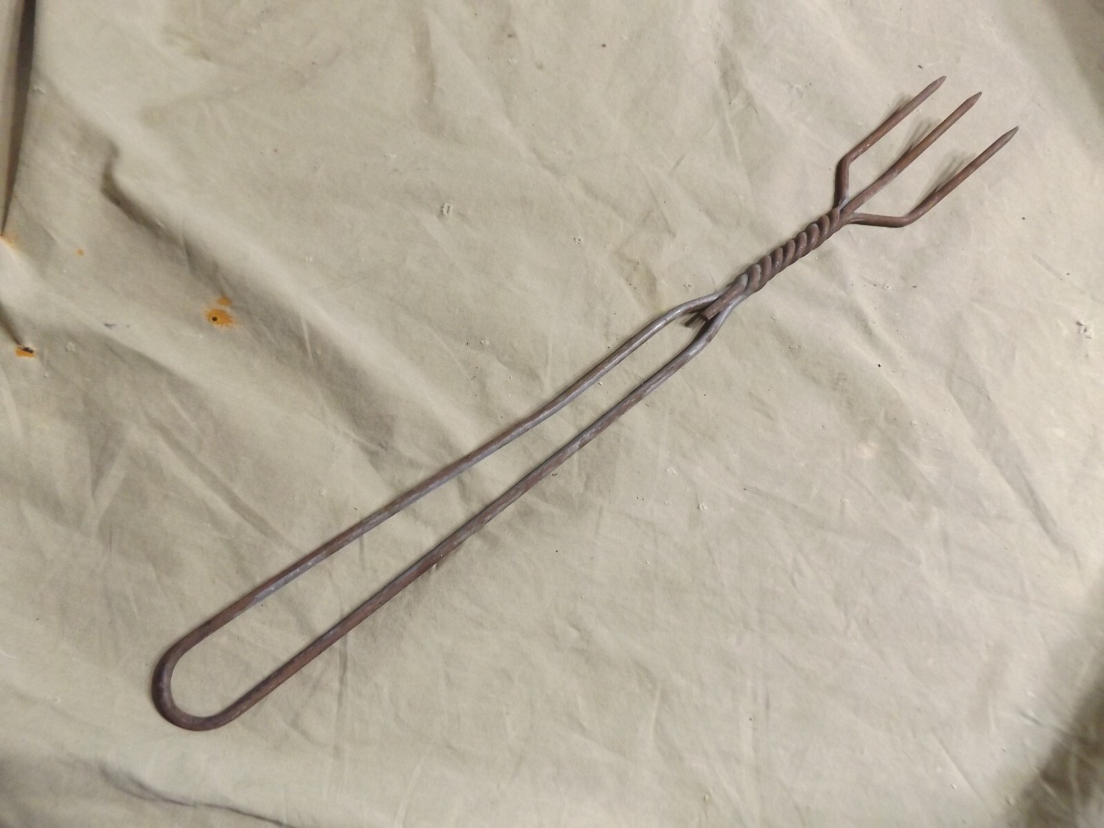 Primitive Antique Flesh Fork “Braided” Wire 1 5/8×16″ Unsigned Hearthware