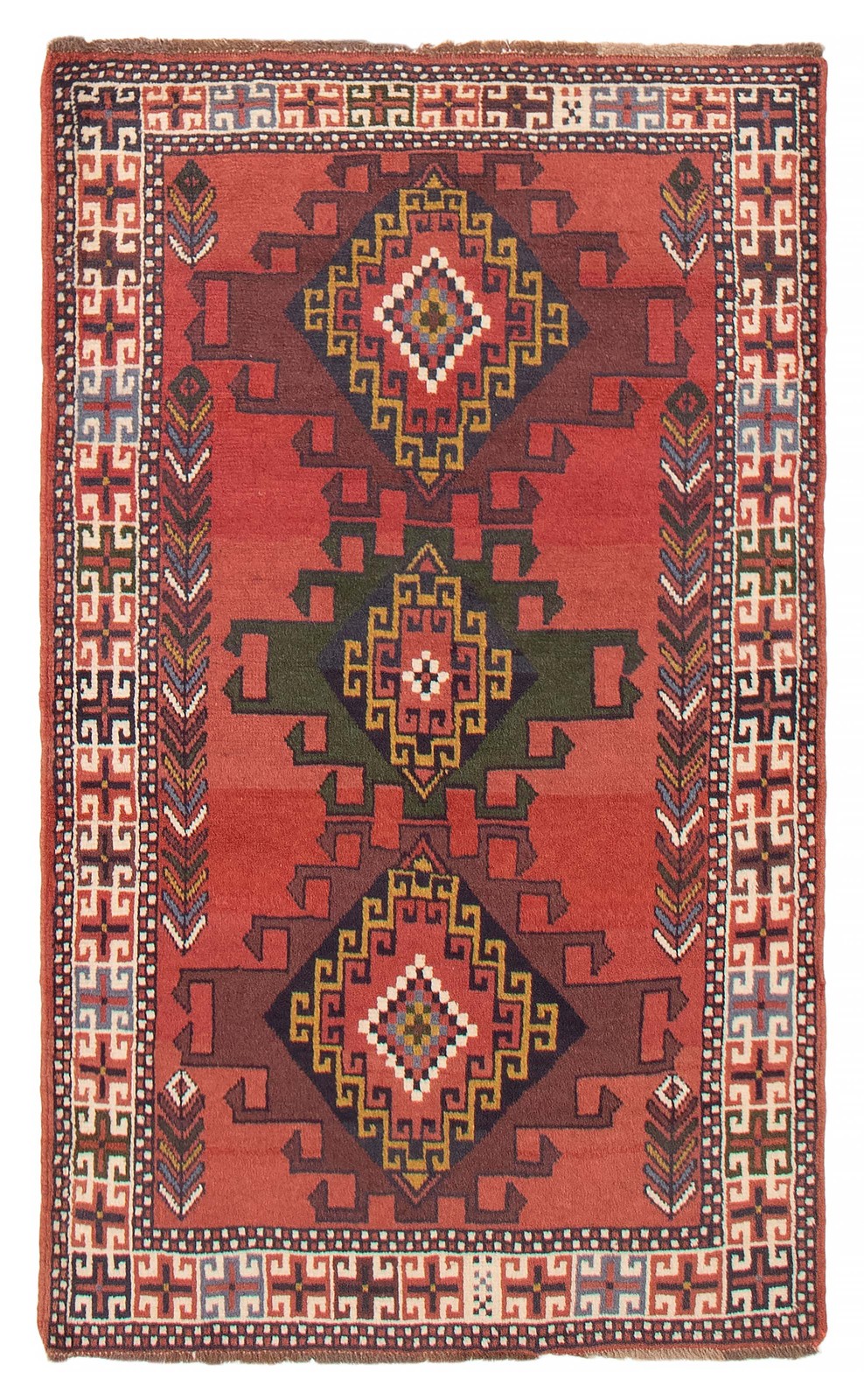 Vintage Hand-Knotted Area Rug 3’7″ x 6’0″ Traditional Oriental Wool Carpet