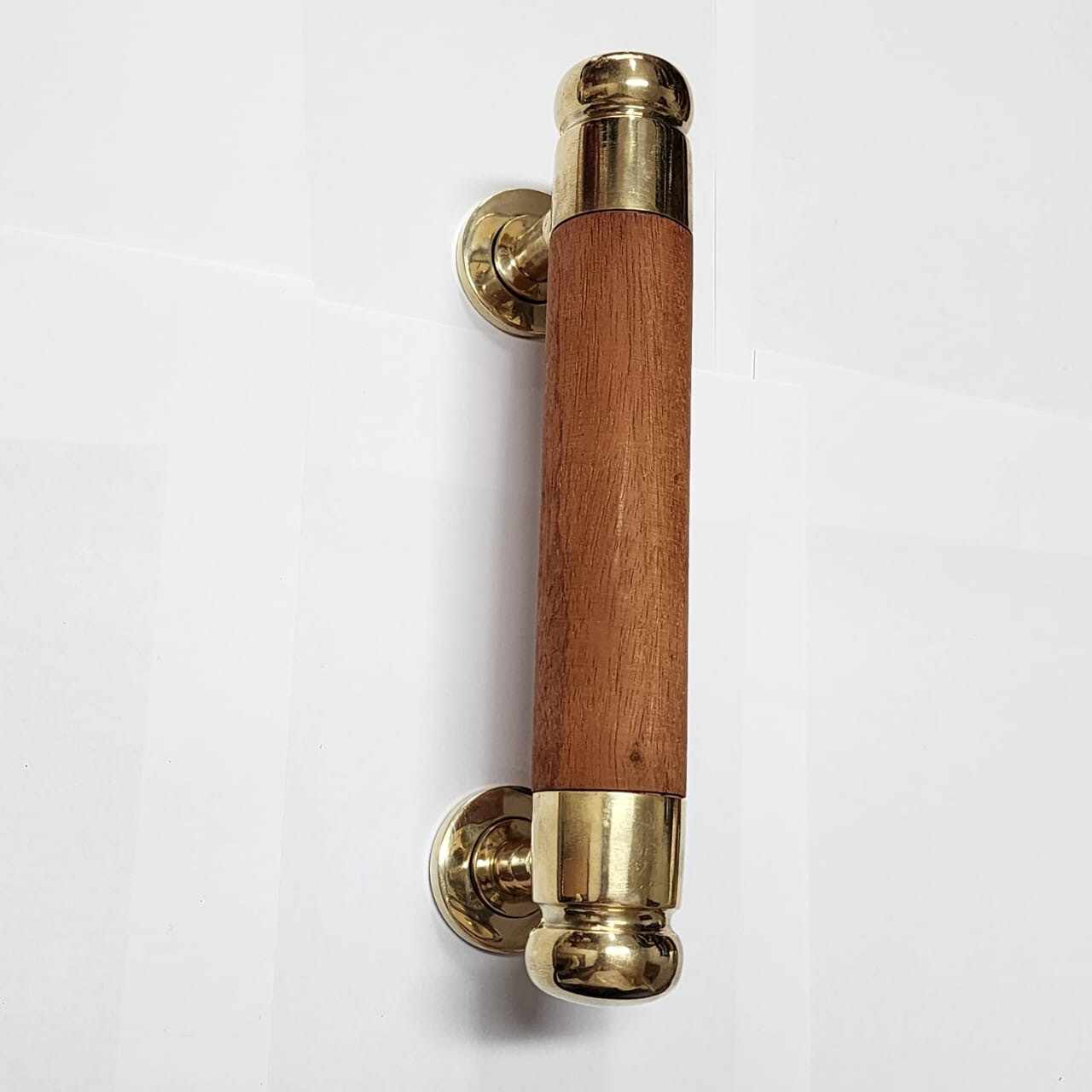 large thick DOOR handle pull brass ends wood old vintage asian style look 10″