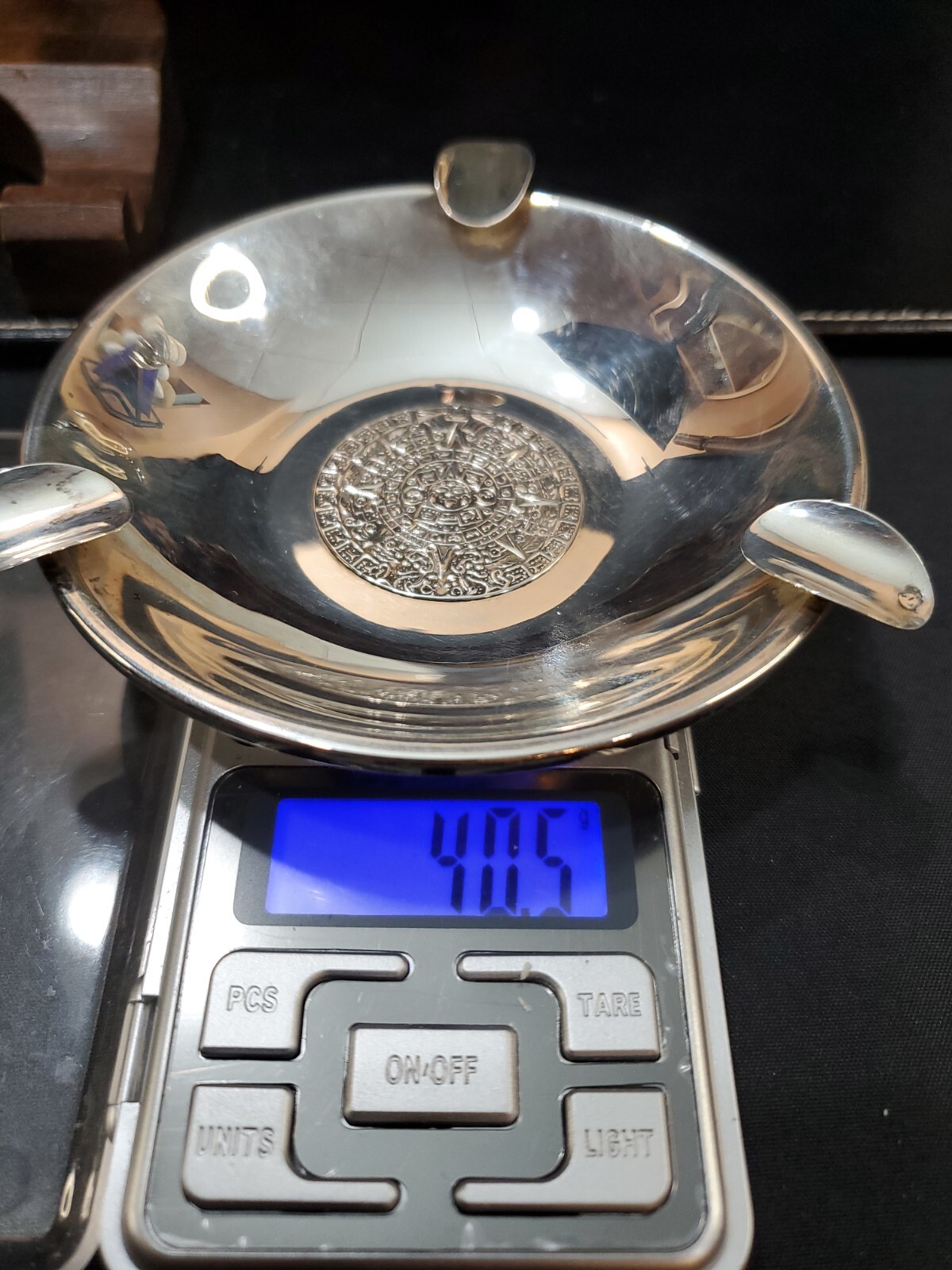 Vtg Plat-Mex-S.A. Mexico Mayan Calendar Ashtray Tray 925 Sterling Silver 40.5g