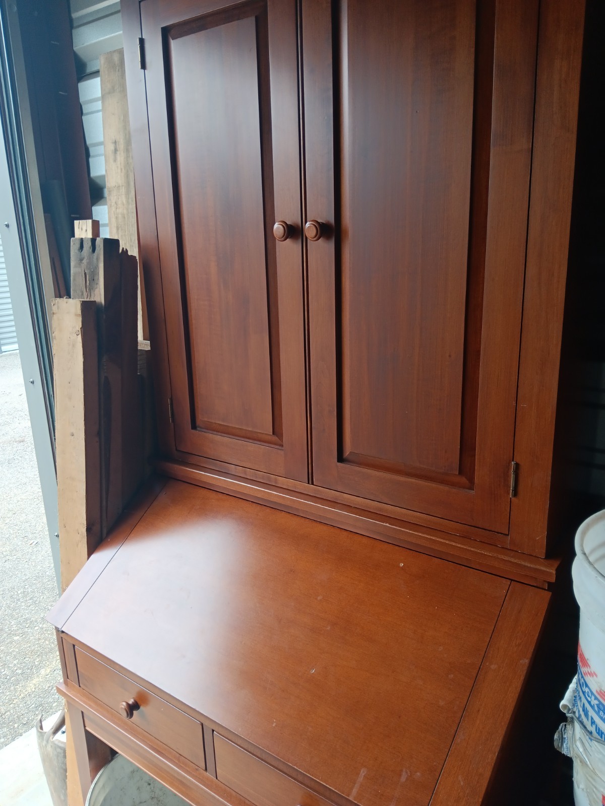 Ethan Allen Drop Secretary Desk & Top Hutch