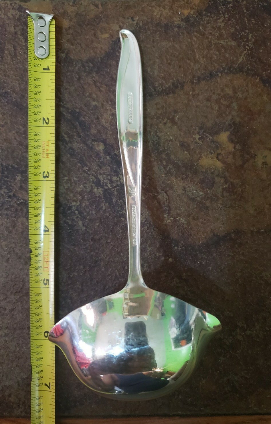 ✅ MID CENTURY c1958 WOODSONG PATTERN SILVERPLATED GRAVY 🤎 LADLE