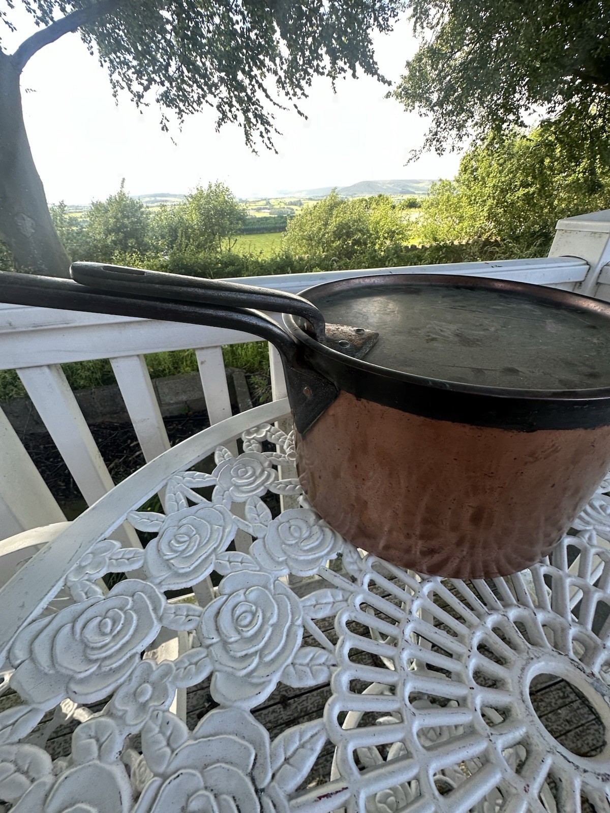 Antique Massive Heavy Stamped Copper Pan With Original Lid 10kg 62x32x28cm