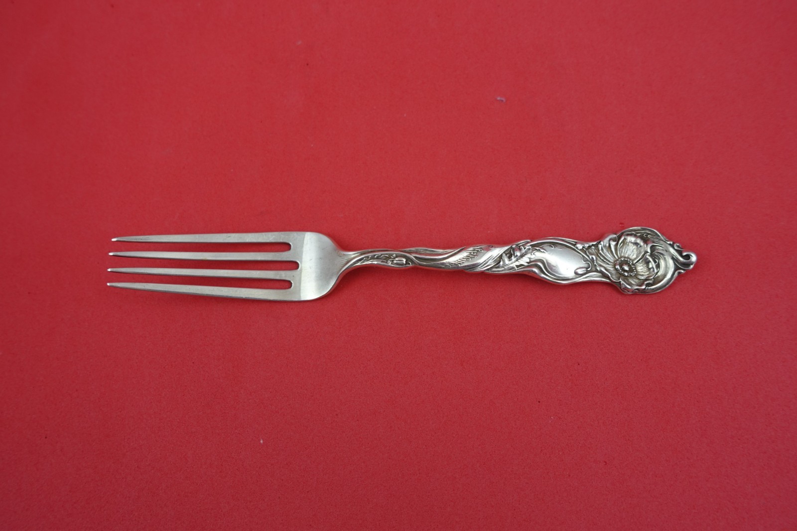 Flower of the Month by Shiebler Sterling Silver Pastry Fork “September” 6 1/2″