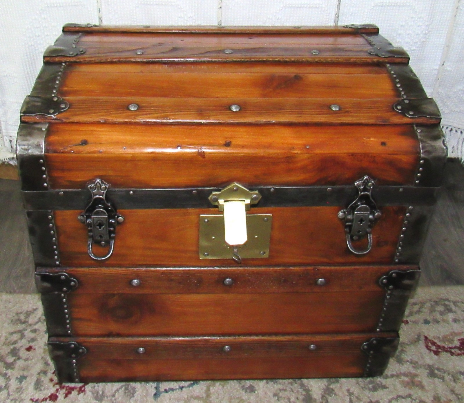Antique Steamer trunk vintage Hat, Lingerie, Honeymoon chest restored C-1880