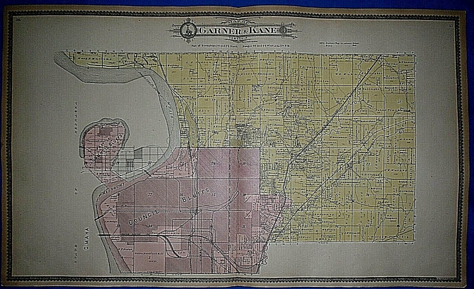 1902 Plat Map ~ GARNER & KANE Twp. POTTAWATTAMIE Co. IOWA ~ Ancestry Genealogy