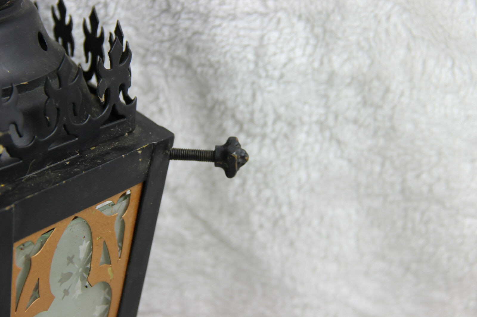 Religious gothic church Lantern light metal black cross Glass Candle holder