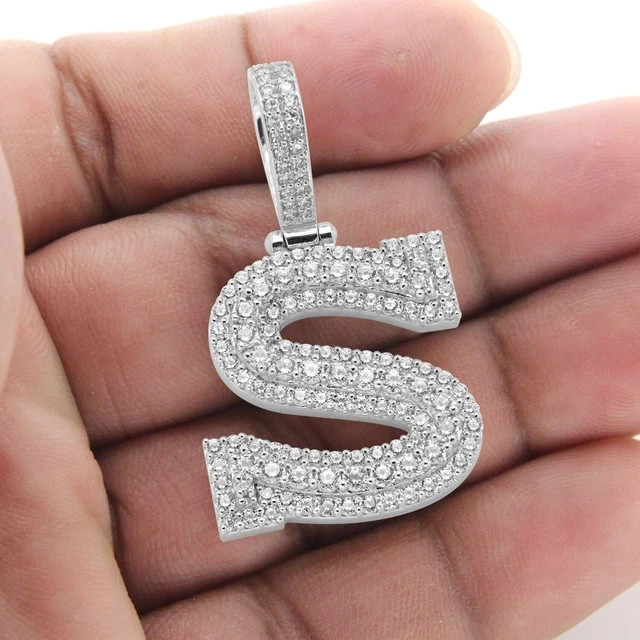 2.50 Ct Round Cut Diamond Initial ‘S’ Pendant For Gift 14k White Gold Plated