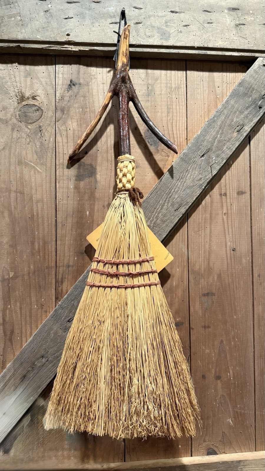 Handmade Friendswood 30” Hearth Broom-Broom Corn -Wood Handle Primitive ￼￼
