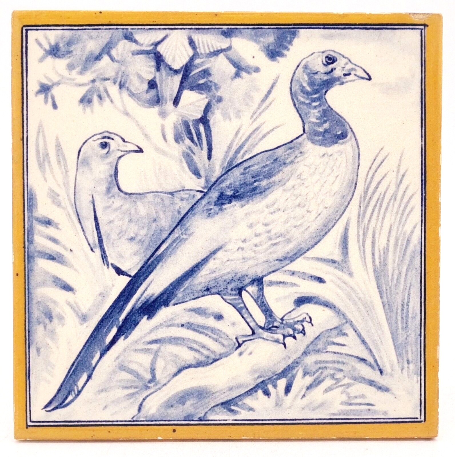 Antique Fireplace Tile Minton Hollins & Co Game Birds Design C1885 AE2