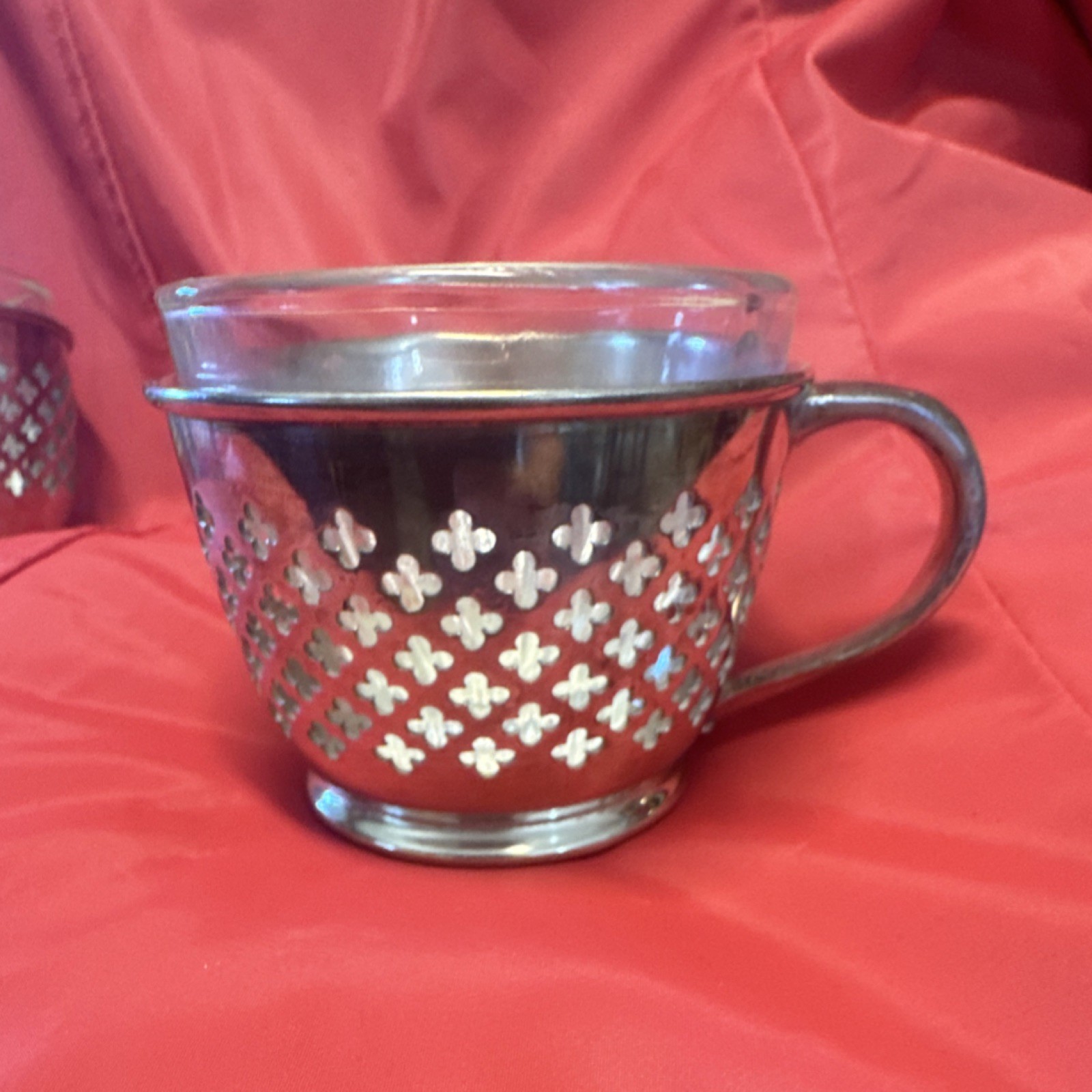Pairpoint Corp Quadruple Silverplate with Glass Insert Cups Set of 4 VTG