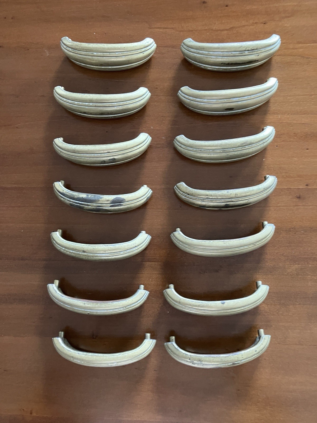 14 Keeler Brass C 2 MCM Grooved Arch Furniture Handles #45 937