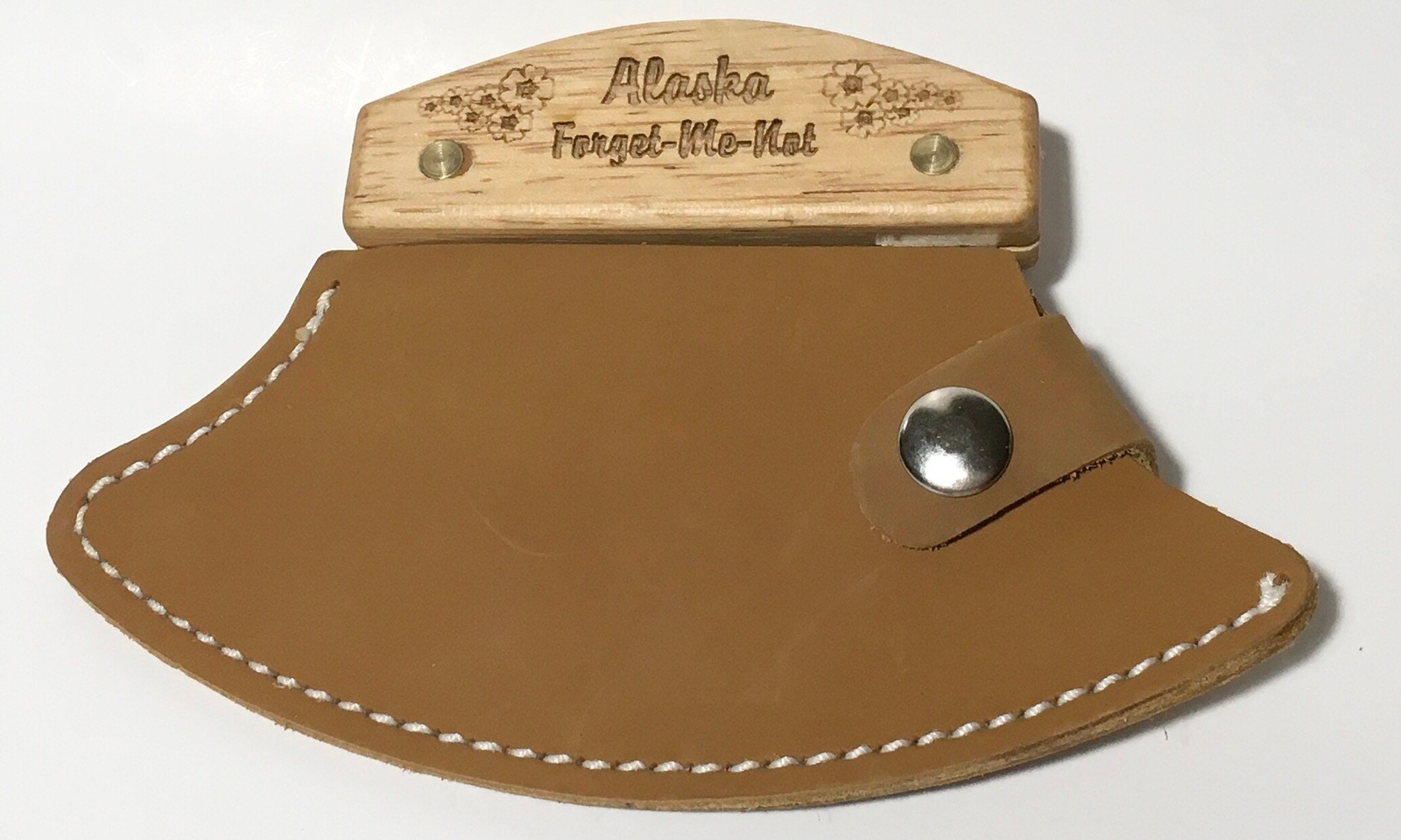 Handmade Leather Sheath Ulu Factory Birch Wood Handle Knife Forget Me Not Ladies