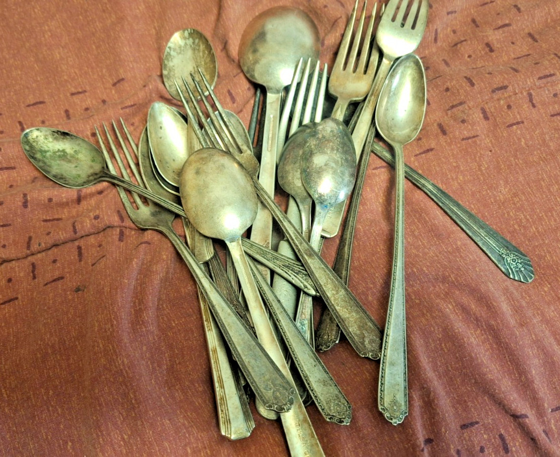 Silver Plate Silverware Lot Vintage Mixed Spoons Forks