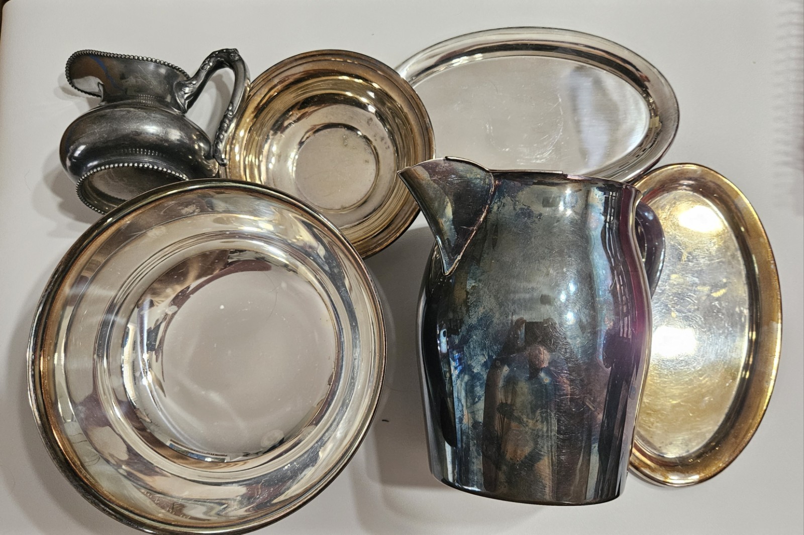 Vintage Silver Plate/Silver Blend Lot Of 6 Pcs. – 4.25 Lbs Scrap Silver