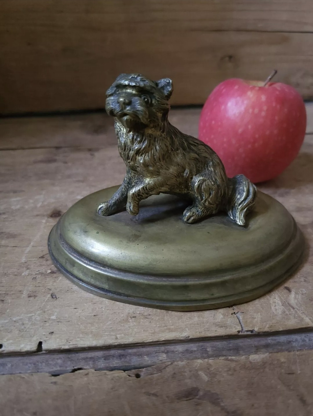 Fabulous 19th Century Gilt Bronze Terrier Figure Desk Decoration
