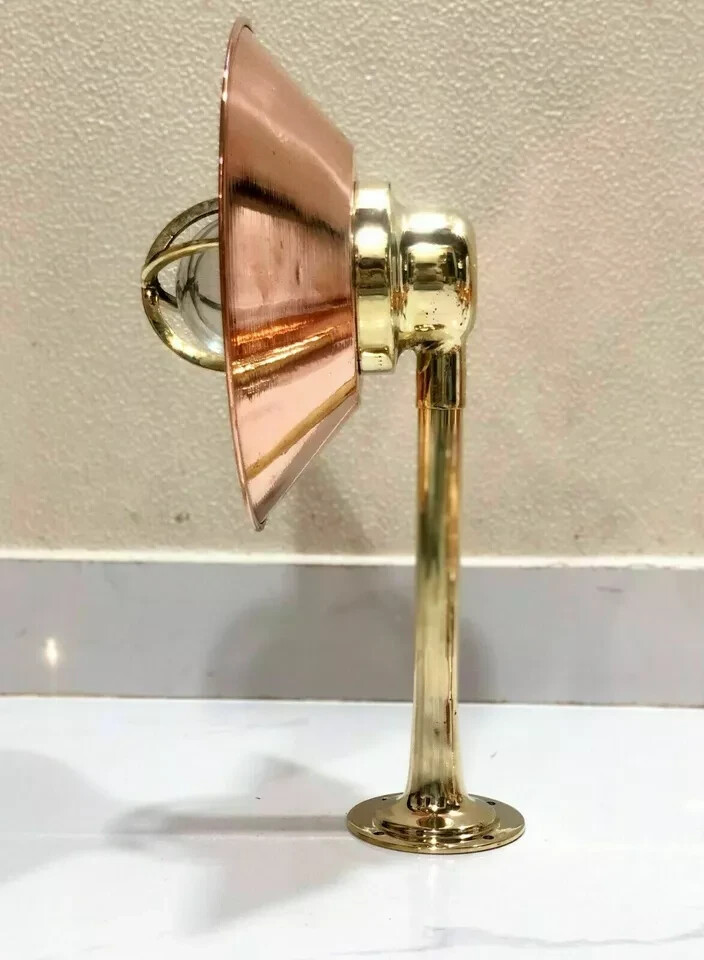 Vintage Antique Brass Bulkhead Nautical Wall Sconces Light Fixture-Copper Shade