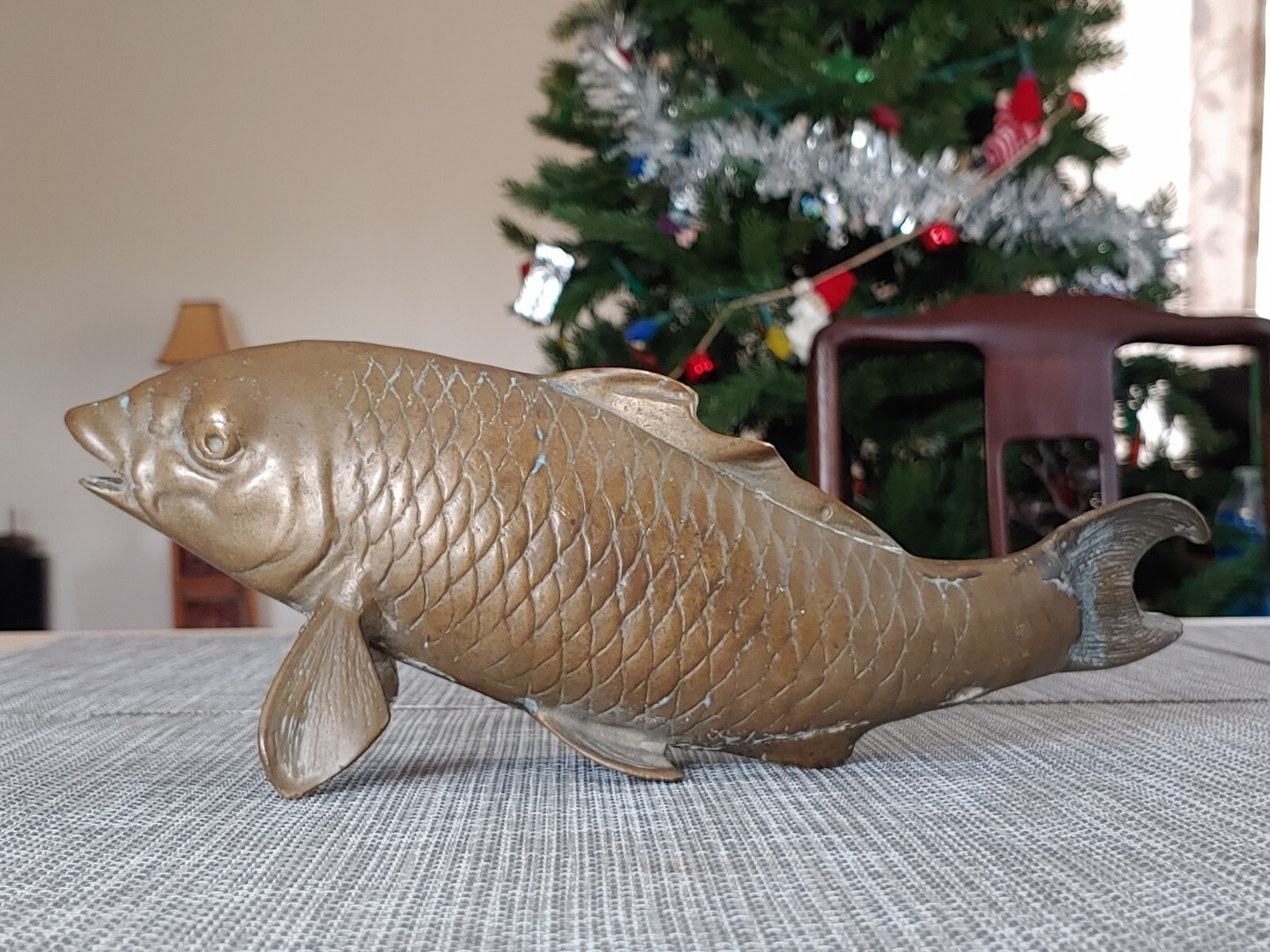日本明治铜器锦鲤 Antique Japanese Meiji Copper Brass Koi Fish Figurine Statue Art Decor