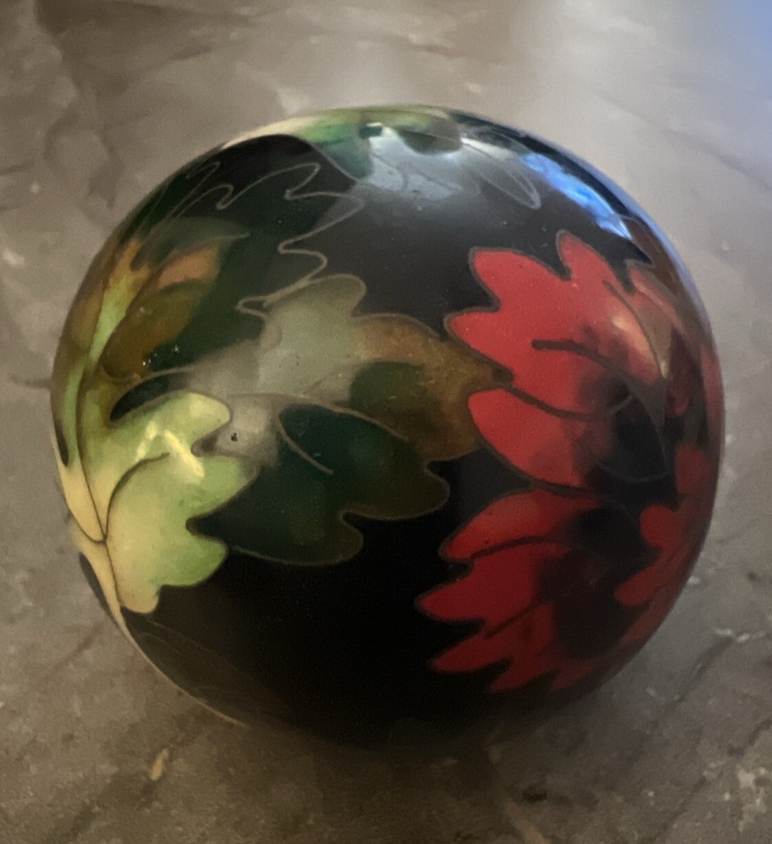 Vintage Chinese KUO Designs Robert Kuo Paperweight Enamel on Brass Floral Design