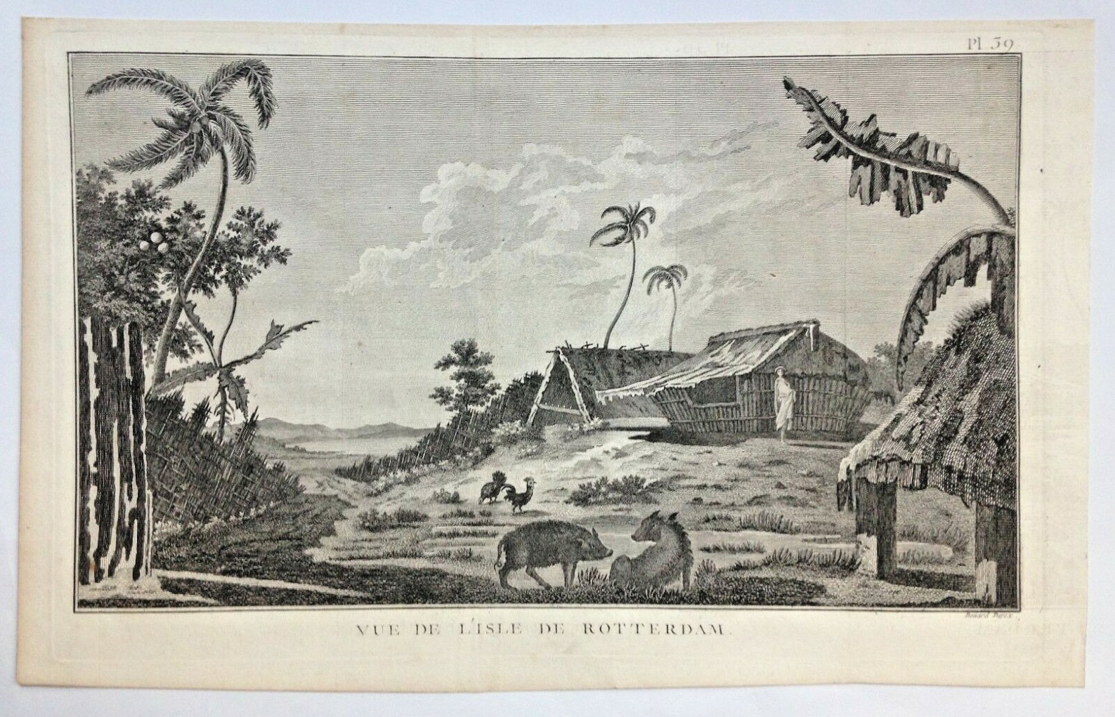 ROTTERDAM SOCIETY ISLANDS 1774 JAMES COOK LARGE ANTIQUE VIEW 18TH CENTURY