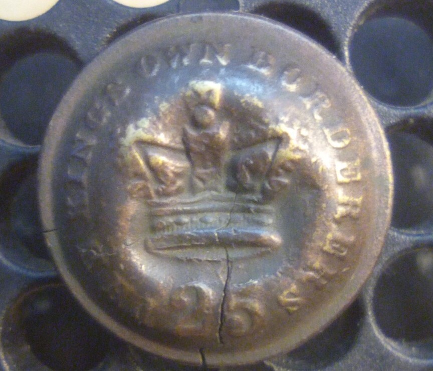 1840-1850 Kings Own Borderers 25th Regiment Button Firmins London