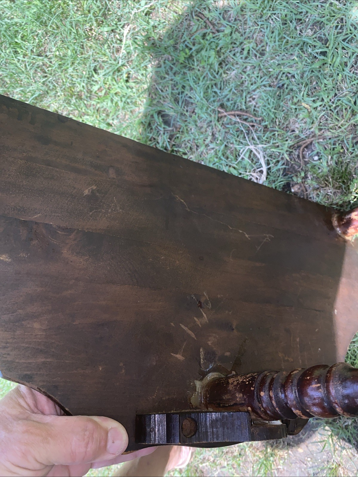 Vtg Demilune Half Moon Console Entry Table Turned Spindle Legs 23 Inches Tall