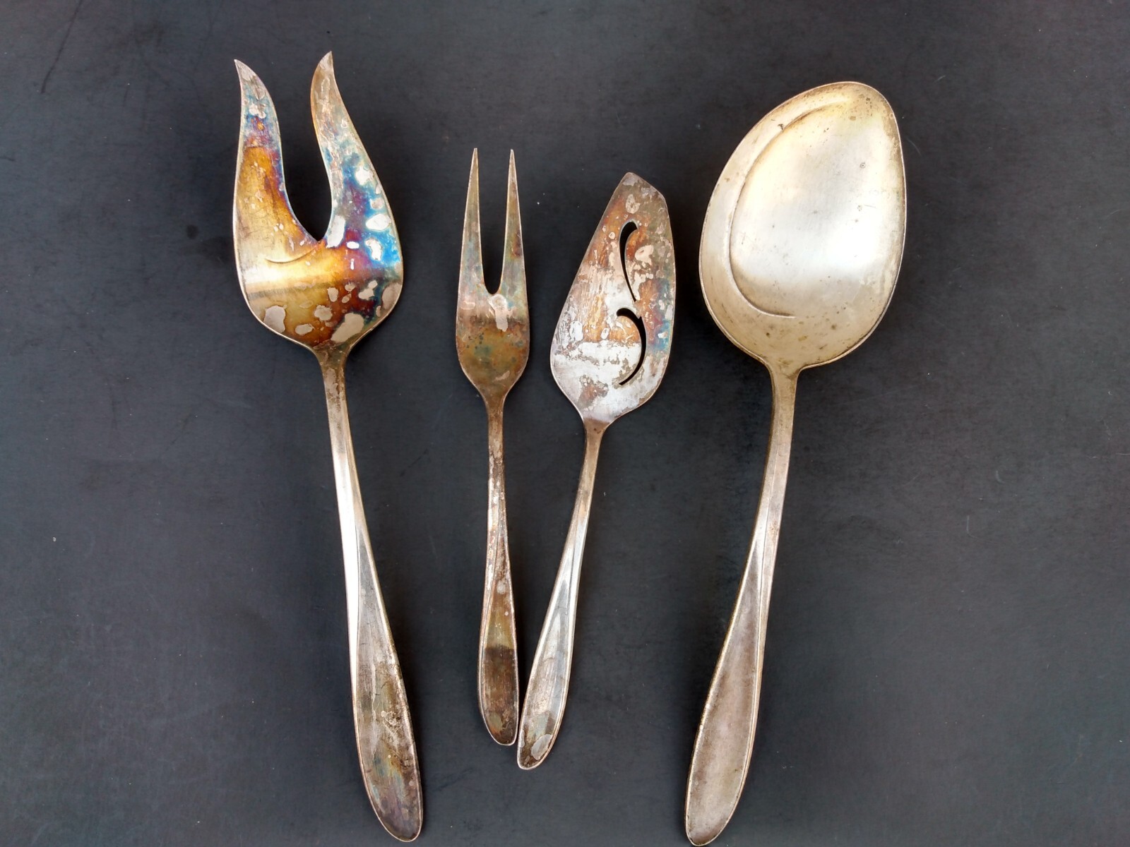 Vintage 4 Pc Holmes & Edwards Silverware Serving Pieces Forks, Spoon Pie