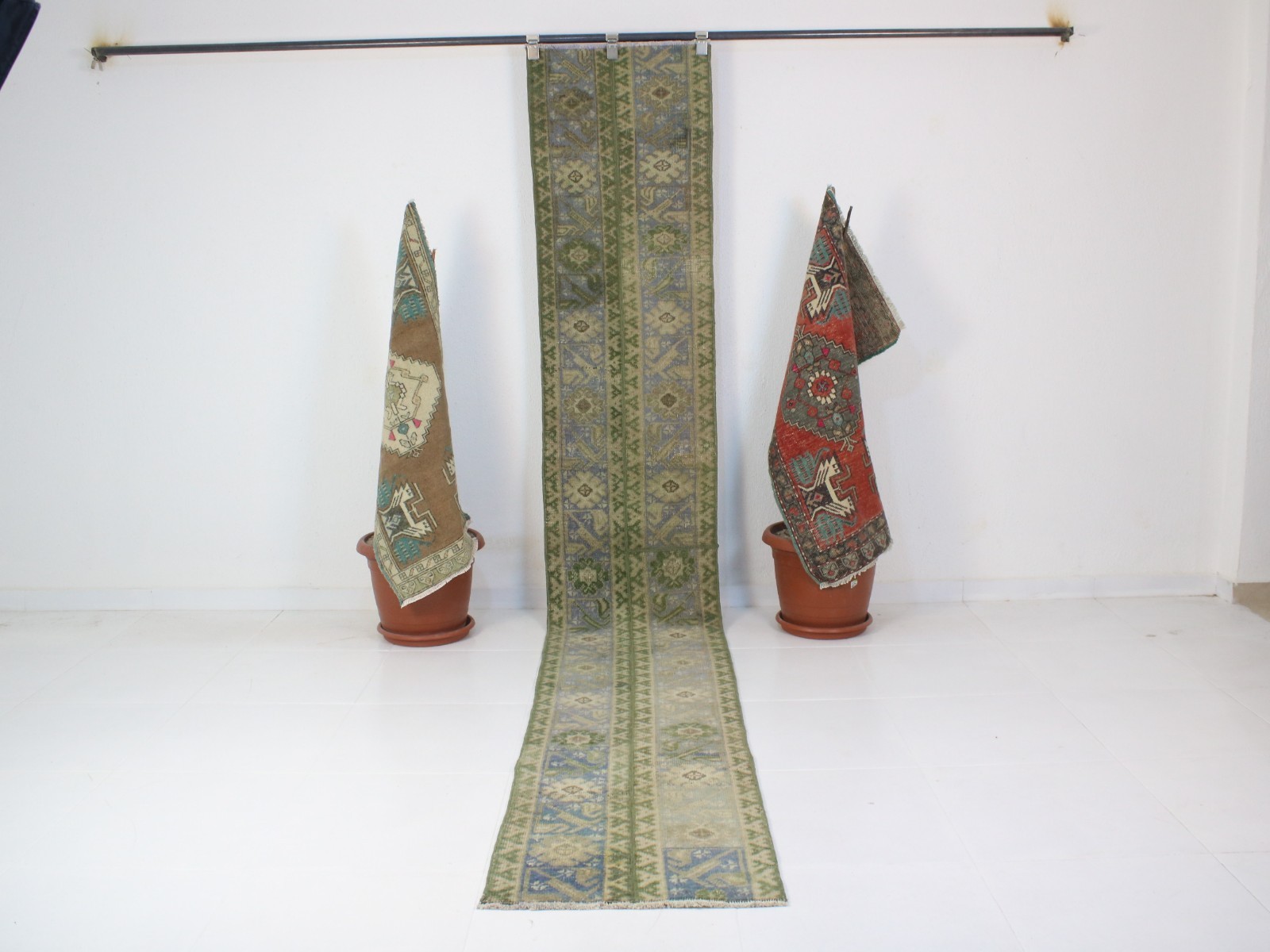 2×11 Blue Runner Rug, Handmade Turkish Rug, Vintage Tribal Runner, 1.7×11.4 Ft
