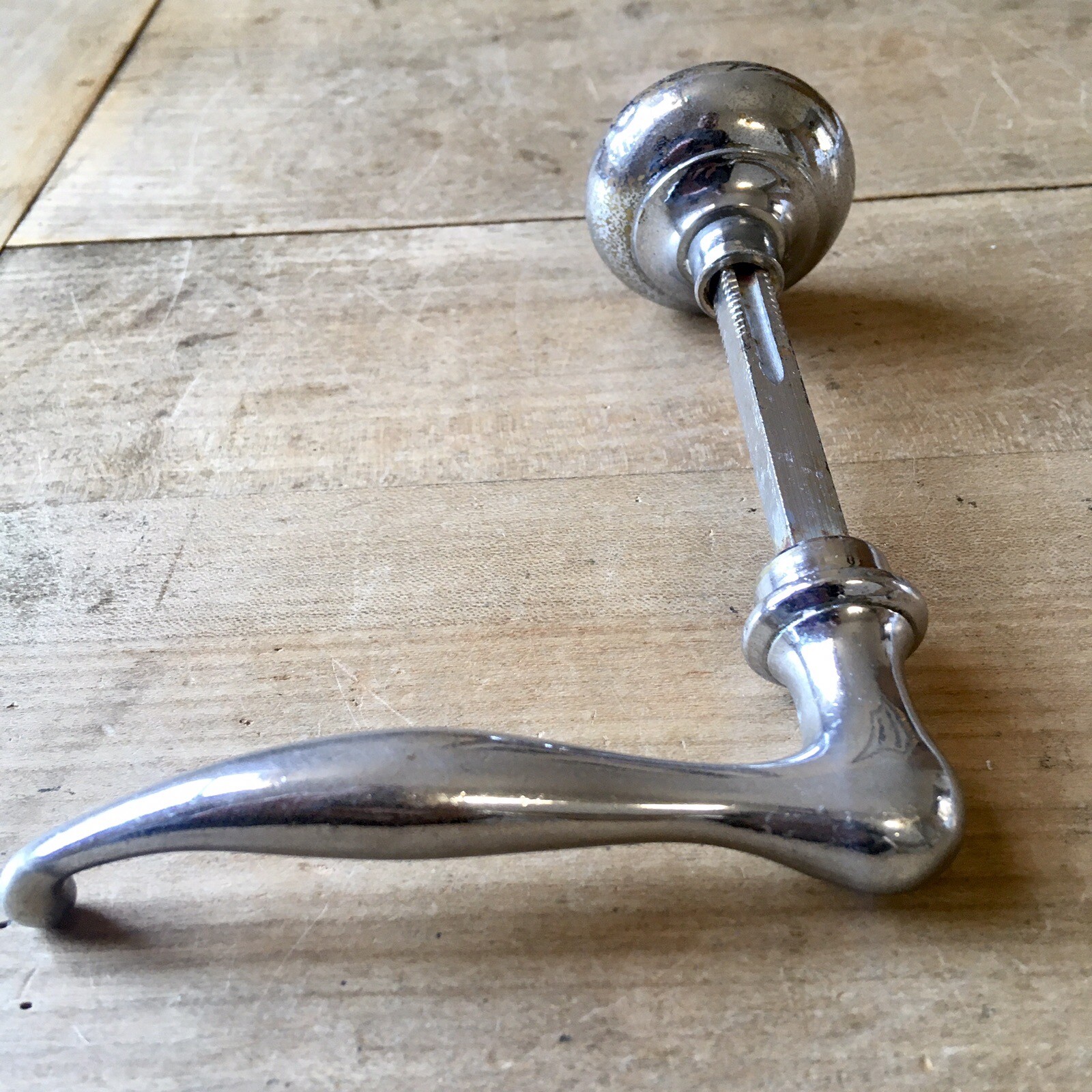 Pair Vintage Door Lever Handles EDWARDIAN Chrome Plated Brass ANTIQUE c1909