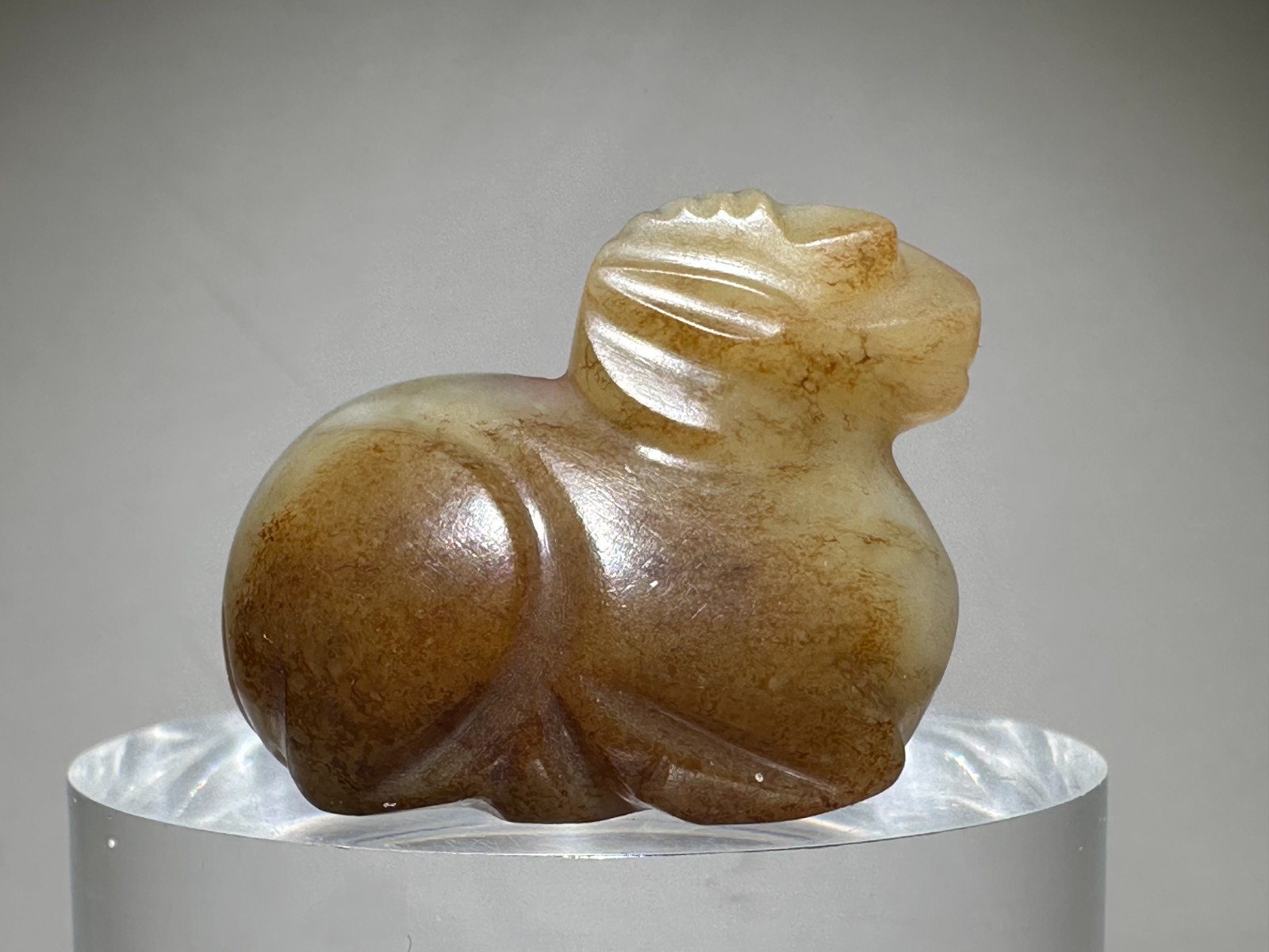 Good Han Dy Old Jade Carved “Rui Shou 瑞兽” Goat Design Statue Pendant L 3.0 cm