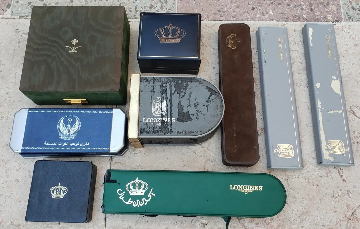 Rare Favre Leuba Longines Baume Mercier Uae Ksa Jordan Iraq Logos Watch Boxes