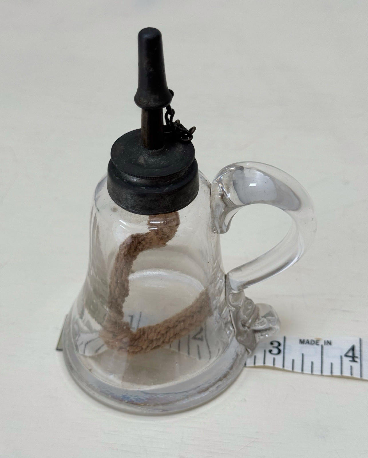 1800’s Primitive Hand Blown Glass Whale Oil Lantern Antique Finger Lamp
