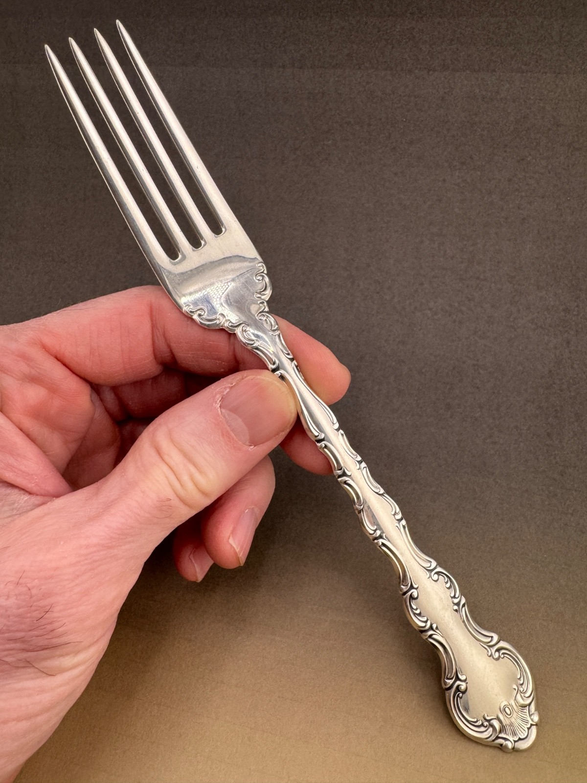 Strasbourg Gorham Silver Place Sized Fork P 7-1/2″ Long in mint condition