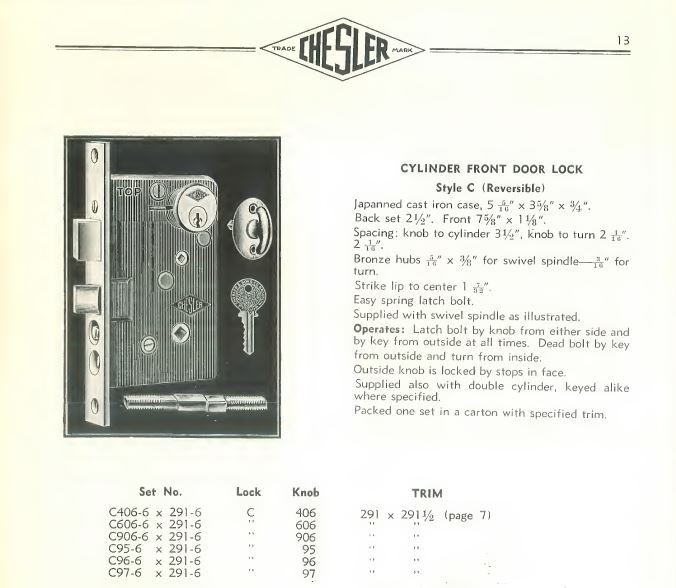 Antique Entry Mortise Lock Brass Knobs & Roses, Cylinder w/ 2 keys – Chesler