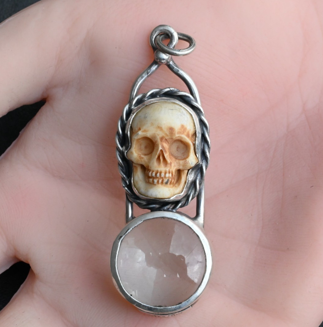 Vintage Signed Sterling Silver Southwest Jewelers Loupe with Human Skull Motif