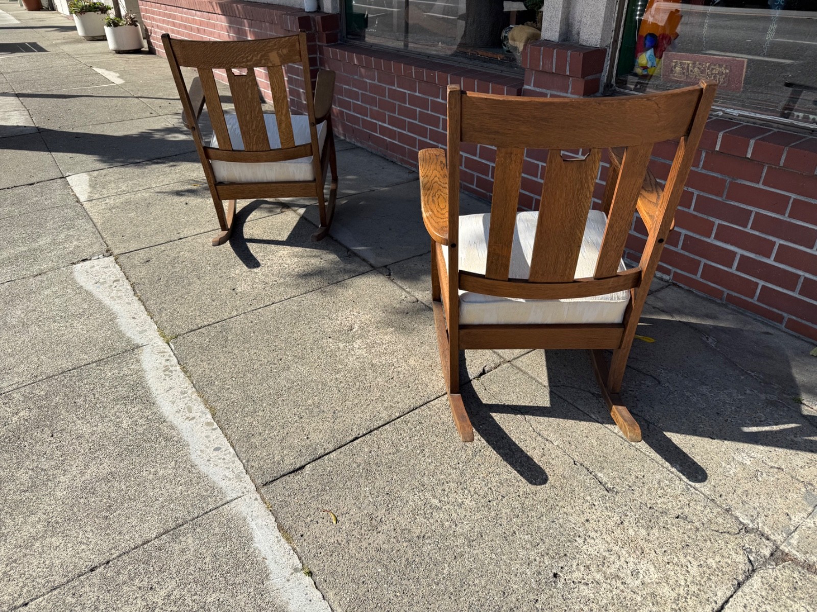 Arts & Crafts Rocker Matched Pair Circa 1910 Quarter Sawn Oak