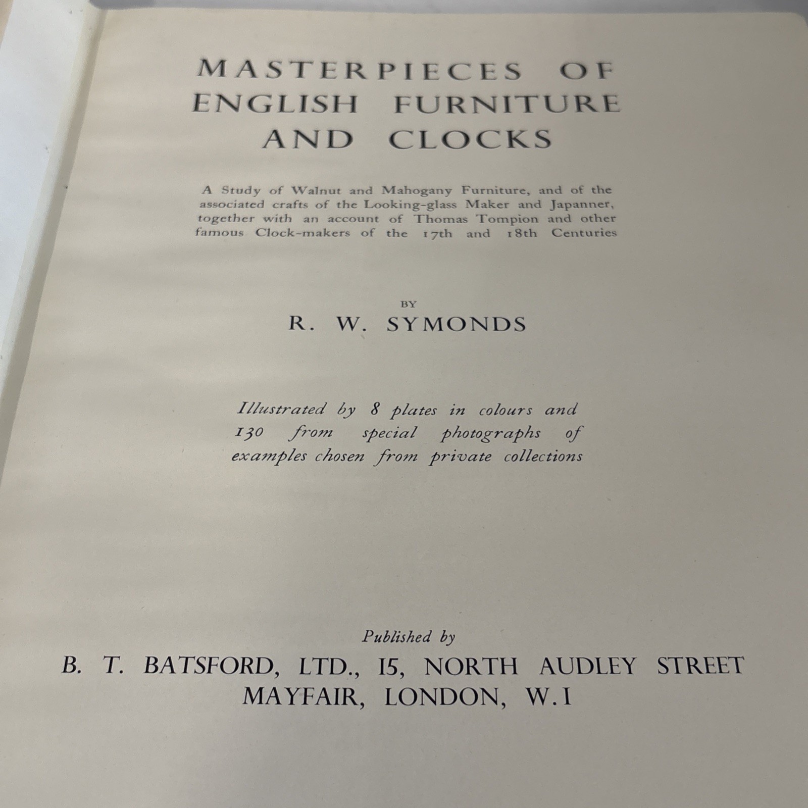 Masterpieces of English Furniture & Clocks Symonds -1940-Limited Edition – Z#135