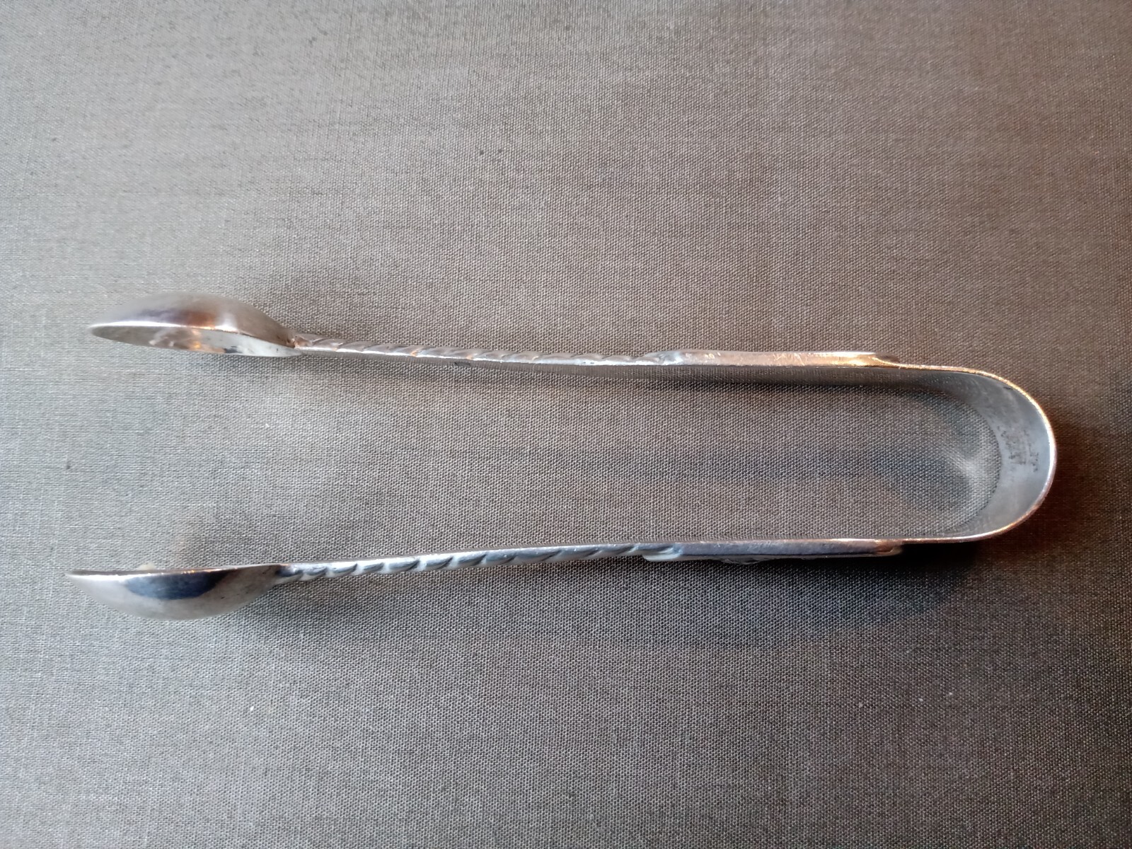 ANTIQUE QUALITY CHINESE SOLID SILVER SUGAR TONGS; MAKER: TUCK CHANG 1890 – 1915