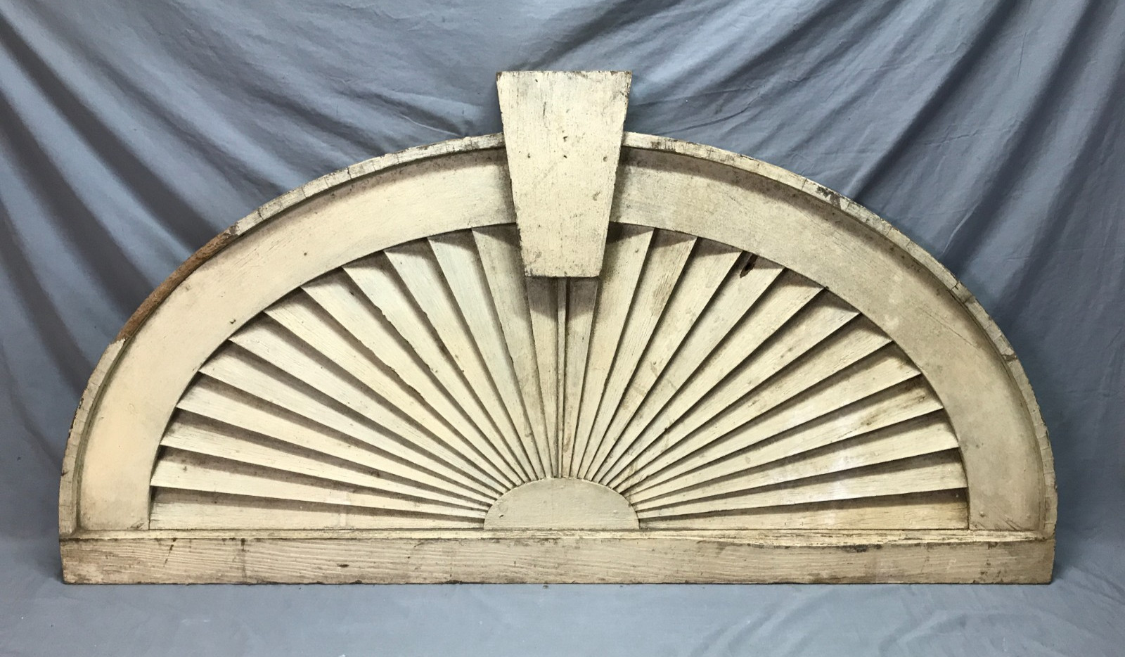 Large Architectural 26×57 1820’S Federal Sunburst Arch Pediment Fan VTG 1135-25B