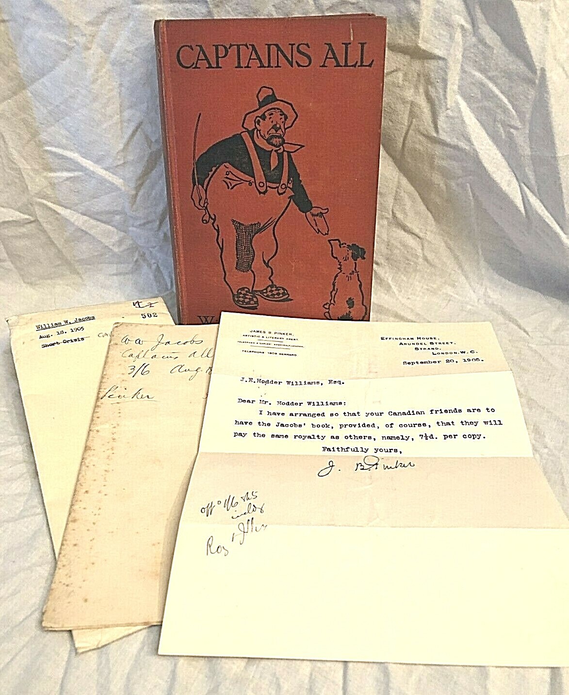 SIGNED W W Jacobs, Captains All – 1st 1905, Original Signed Publisher’s Contract