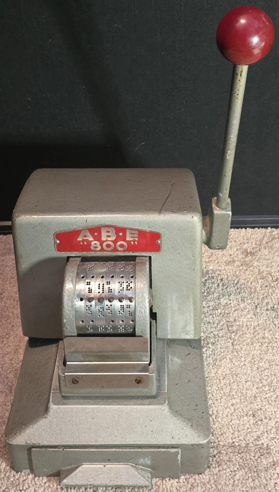 Vintage A-B-E “800” American Bank Equipment Heavy Duty 6 Wheel Perforator Dater