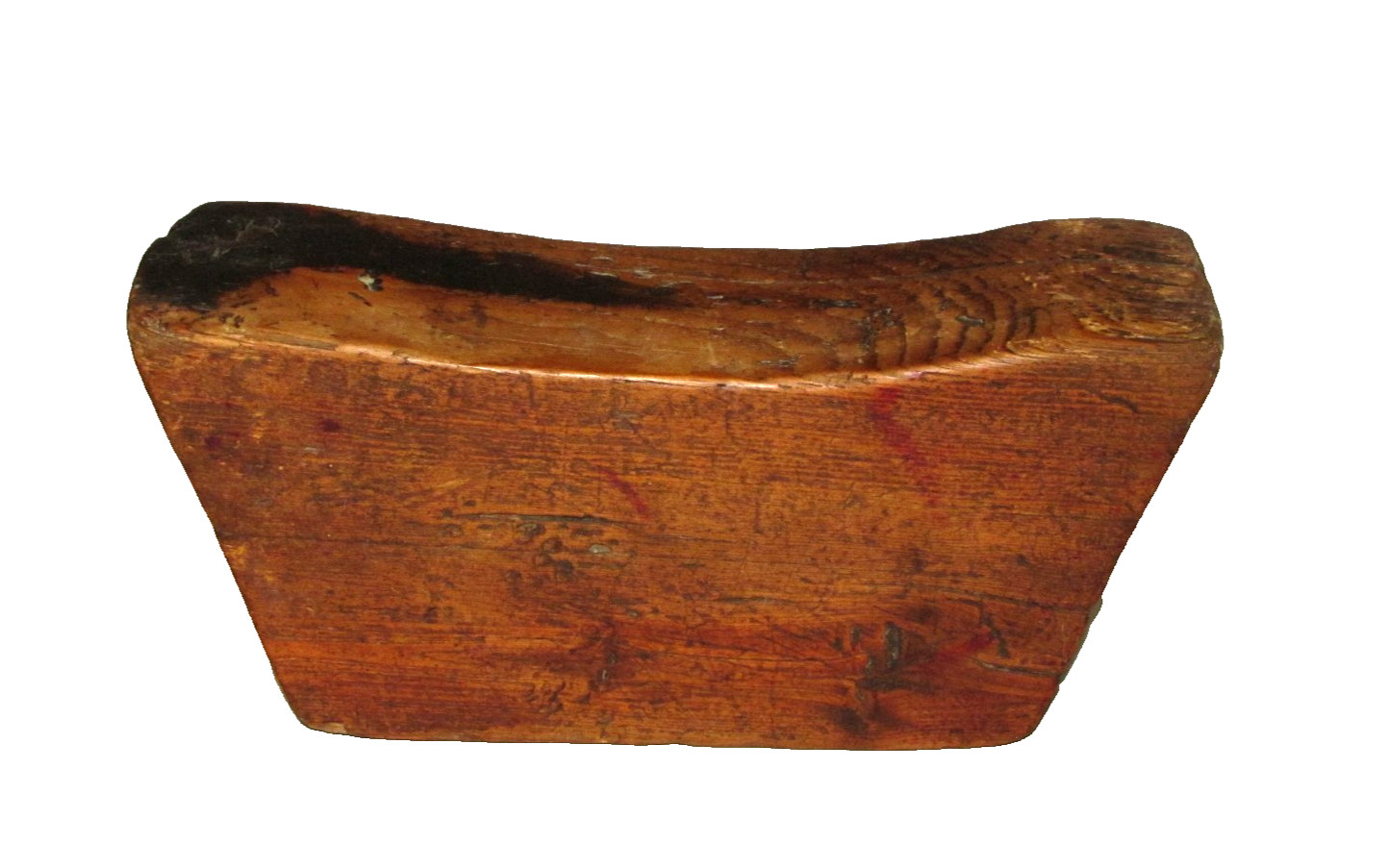 Antique Chinese Wooden Headrest Carved Elm Wood Yumu c. 1850-1899 / 11″ w x 5″ h