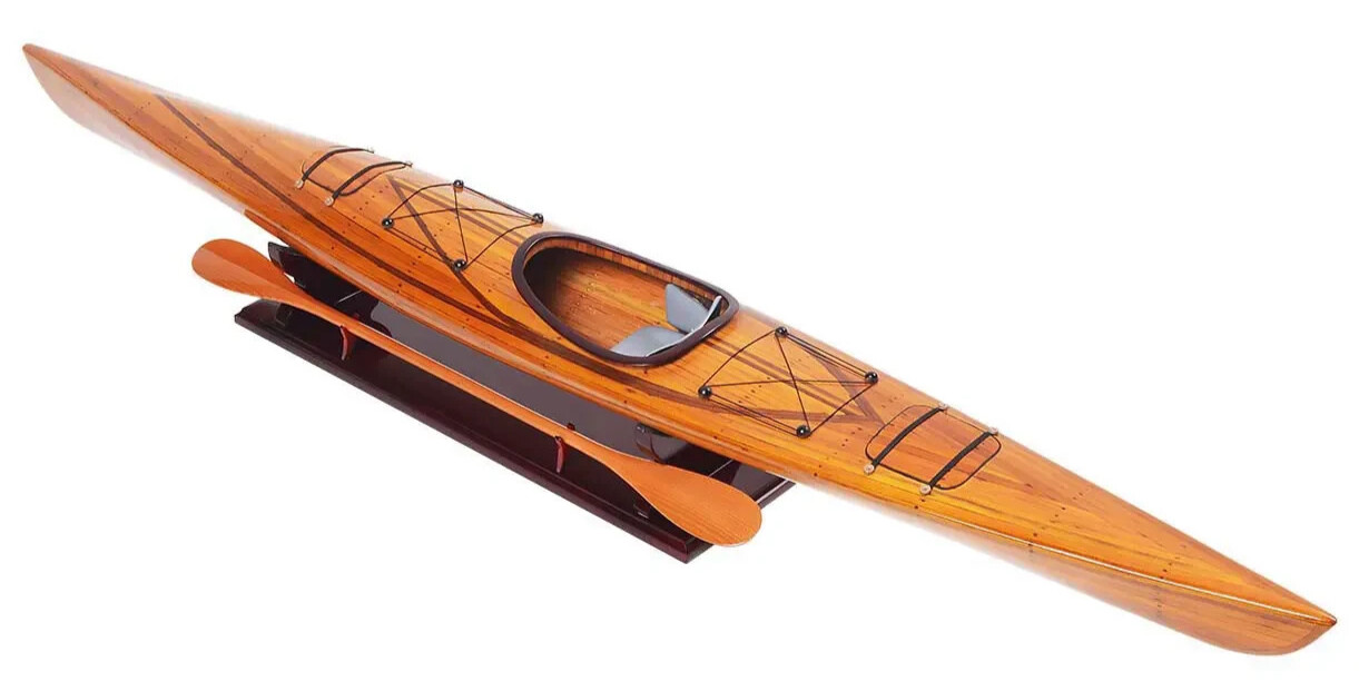 Cedar Strip Built Kayak Wood Display Canoe Model 42″ Fully Assembled Boat New