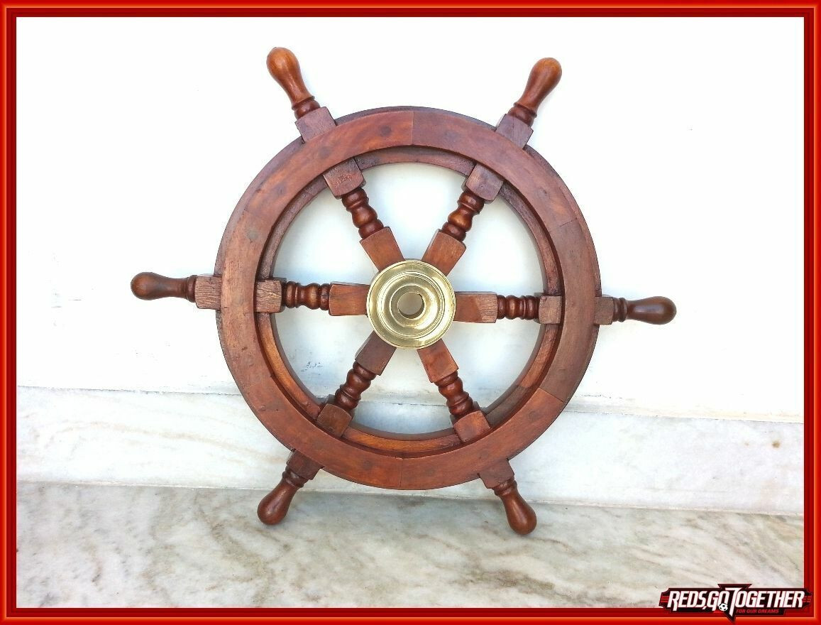 18″Inch Nautical Wall Boat Ship Wheel Brown Wooden Steering new decorative style