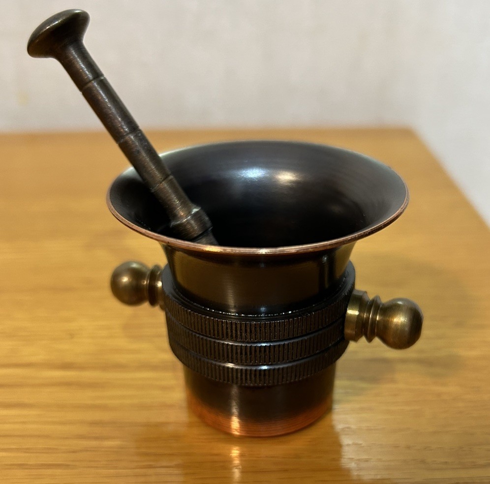 Antique Brass/Copper Mortar and Pestle Apothecary Tool 2.25in tall