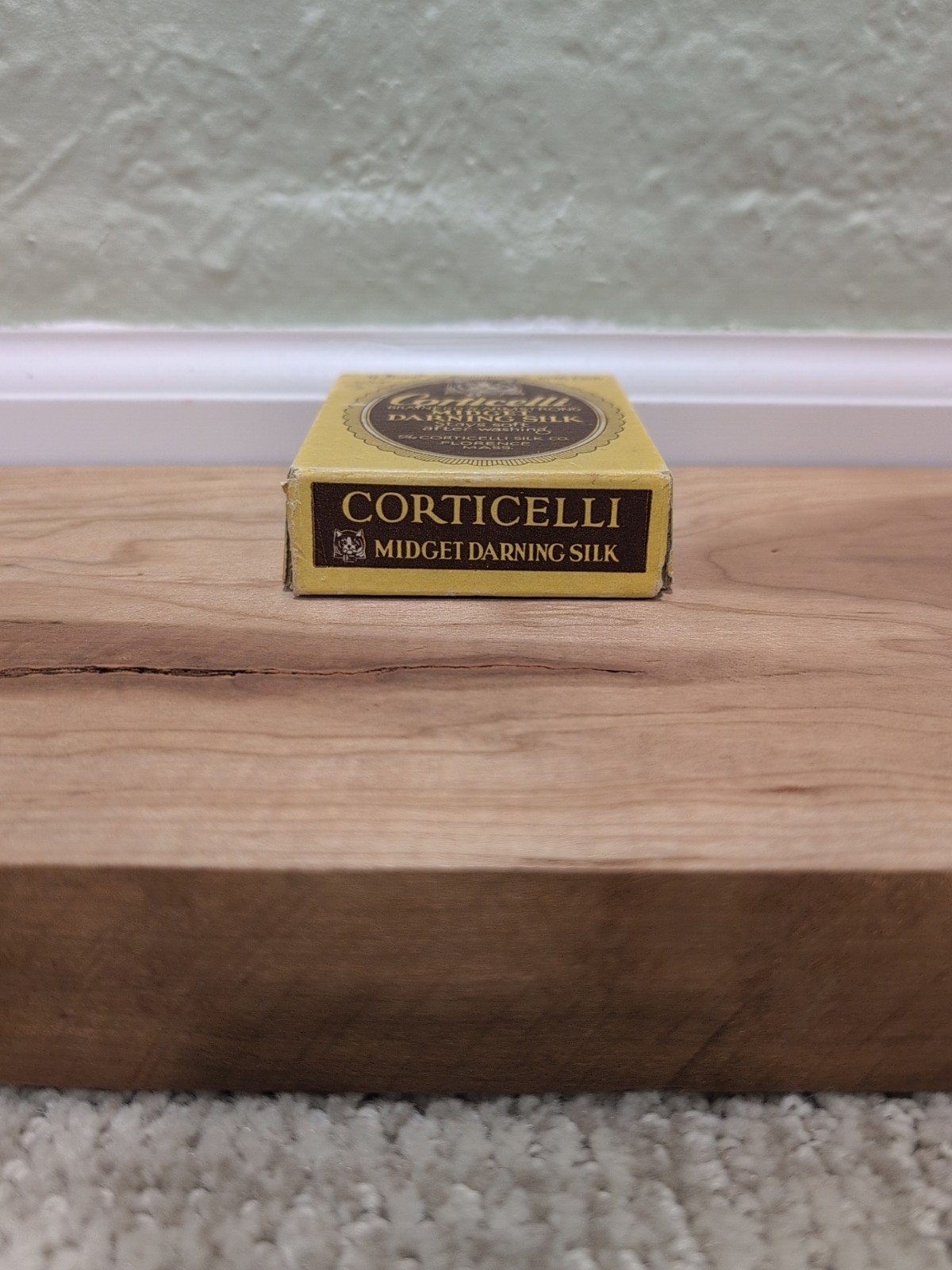 Antique Corticelli “Midget Darning Silk” Box & Nine Wooden Spools (Spools Only)