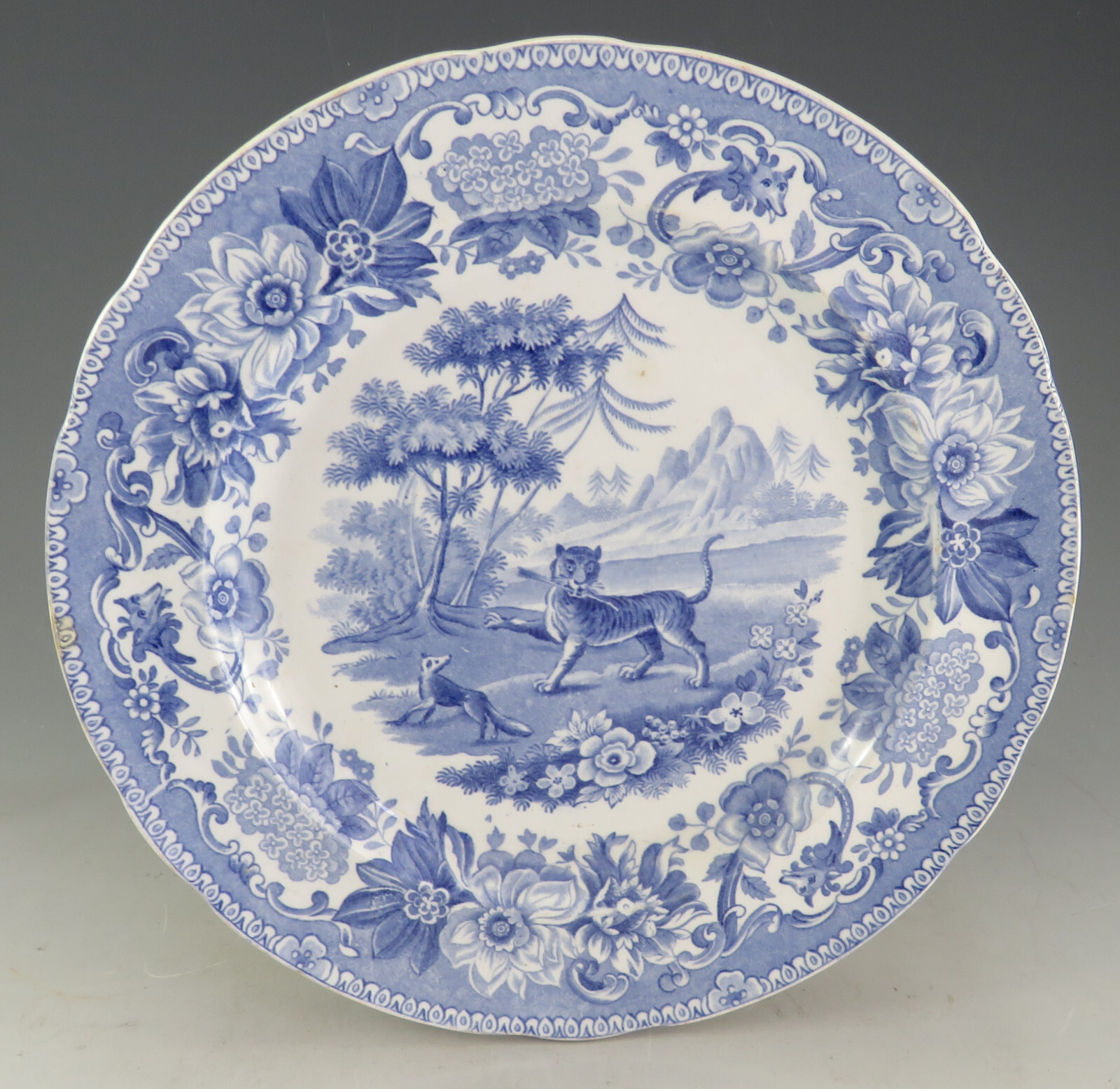 Antique Pottery Pearlware Blue Transfer Aesop’s Fables C & G Spode Plate 1833